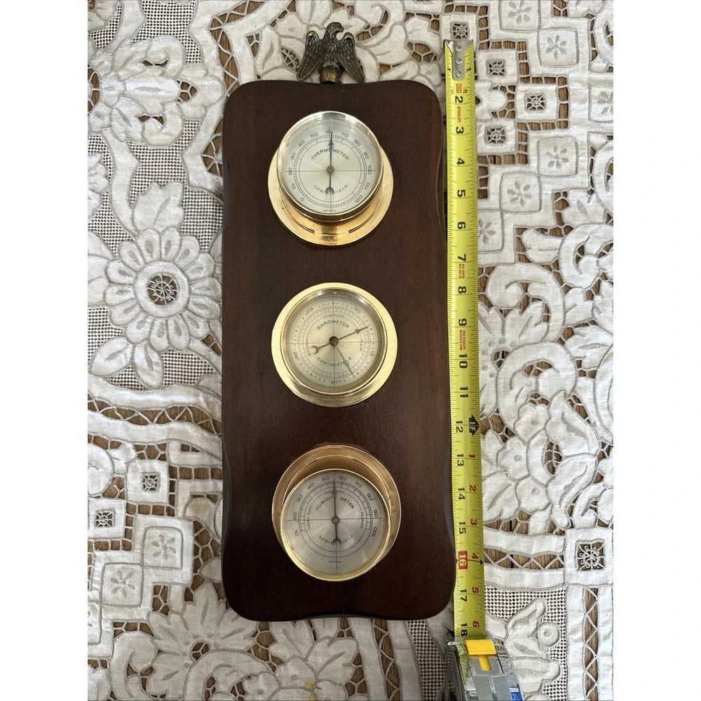 Vintage MCM Springfield Eagle Top Thermometer Barometer Humidity Weather Station